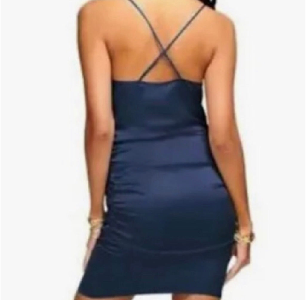 Rami Brooks Navy Satin Dress